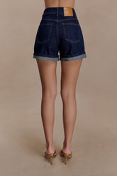 Carlene Cuffed Denim Shorts - Indigo Blue